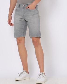 lightly washed shorts with insert pockets