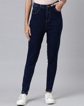 lightly washed skinny fit jeans with insert pockets