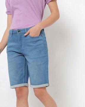 lightly washed skinny shorts