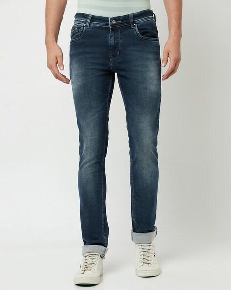 lightly washed slim fit jeans with insert pockets