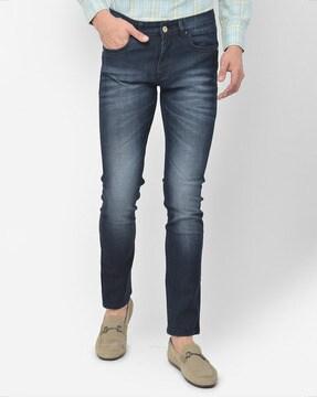 lightly washed slim fit jeans with insert pockets