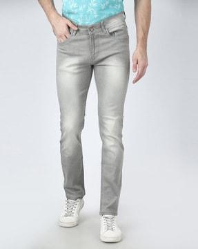 lightly washed slim fit jeans