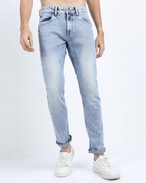 lightly washed slim fit jeans