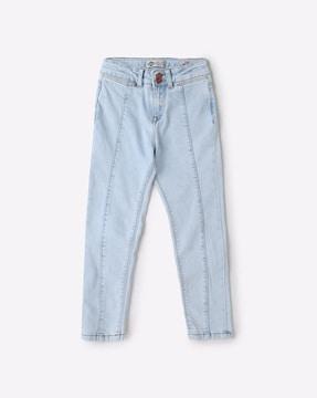 lightly washed slim fit jeans