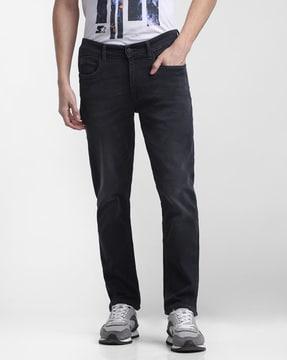 lightly washed slim fit jeans