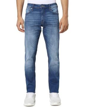 lightly washed slim fit jeans