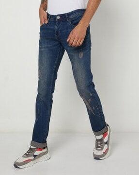 lightly washed slim fit jeans