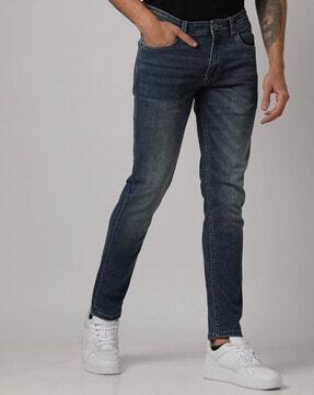 lightly washed slim fit jeans