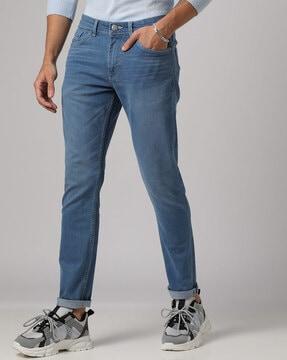 lightly washed slim fit jeans