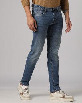 lightly washed slim fit jeans