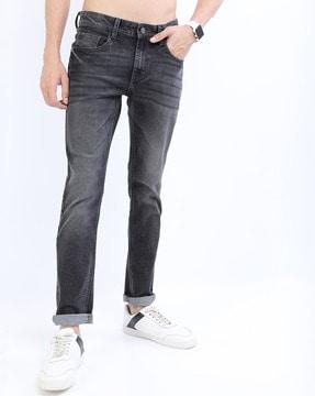 lightly washed slim fit jeans