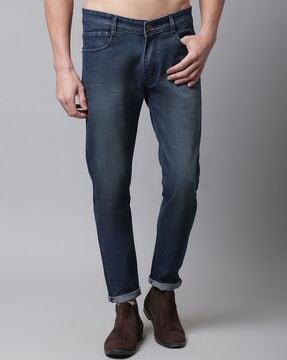 lightly washed slim fit jeans