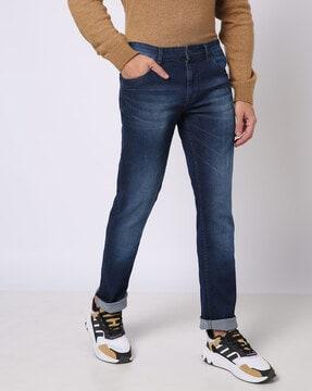 lightly washed slim fit jeans