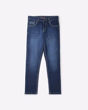 lightly washed slim fit jeans