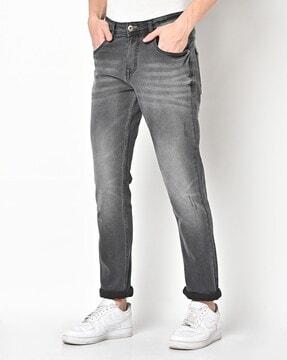 lightly washed slim fit jeans