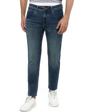 lightly washed slim fit jeans