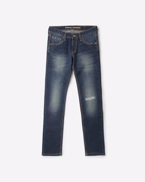 lightly washed slim fit jeans