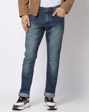 lightly washed slim fit jeans