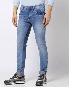 lightly washed slim fit jeans