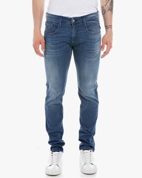 lightly washed slim fit jeans