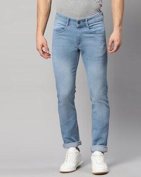 lightly washed slim fit jeans