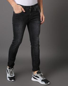 lightly washed slim fit jeans