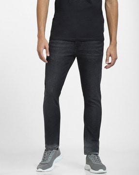 lightly-washed slim fit jeans