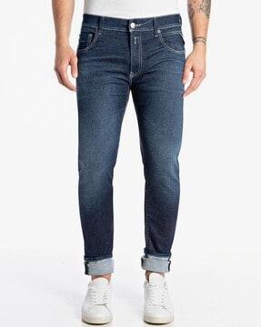 lightly washed slim fit jeans