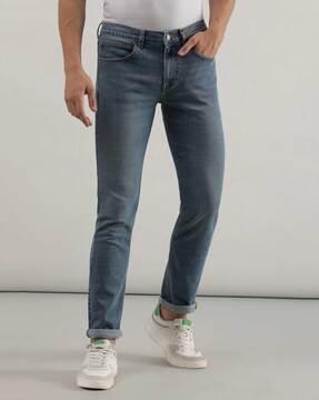 lightly washed slim fit jeans