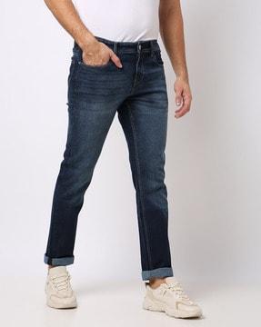 lightly washed slim fit jeans