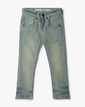 lightly washed slim fit jeans