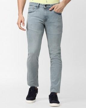 lightly washed slim fit jeans