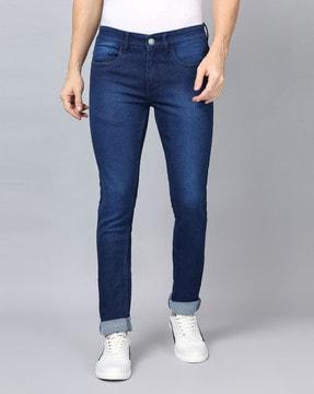 lightly washed slim fit jeans