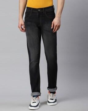 lightly washed slim fit jeans