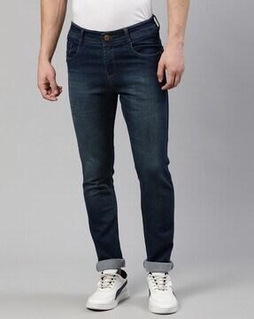 lightly washed slim fit jeans