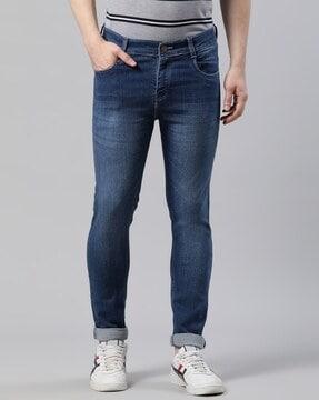 lightly washed slim fit jeans