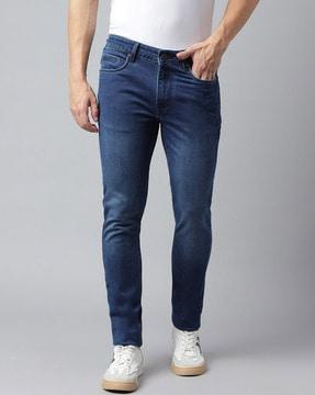 lightly washed slim fit jeans