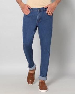 lightly washed slim fit jeans