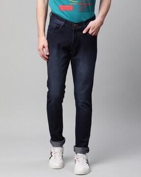 lightly washed slim fit jeans