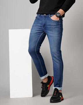 lightly washed slim fit jeans