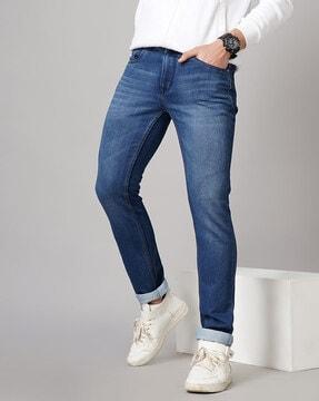 lightly washed slim fit jeans