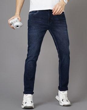 lightly washed slim fit jeans