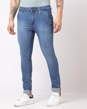 lightly washed slim fit jeans