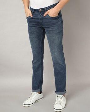 lightly washed slim fit jeans