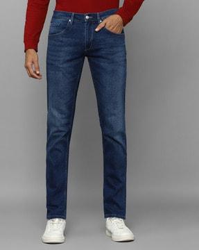 lightly-washed slim fit jeans