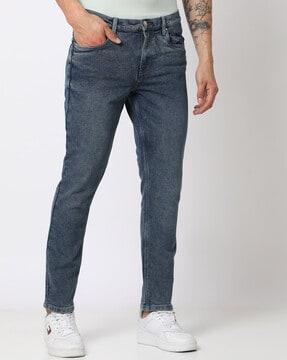 lightly washed slim fit jeans