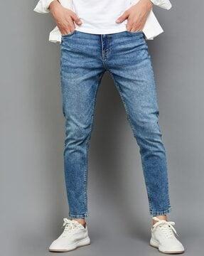 lightly washed slim fit jeans