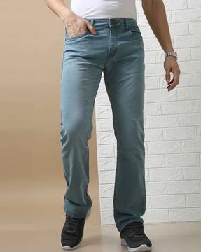 lightly washed slim fit jeans