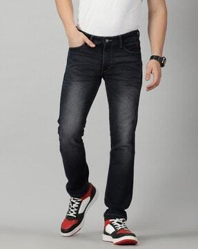 lightly washed slim fit jeans