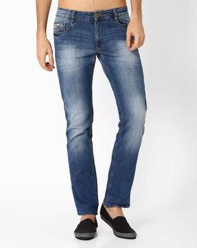 lightly washed slim fit jeans